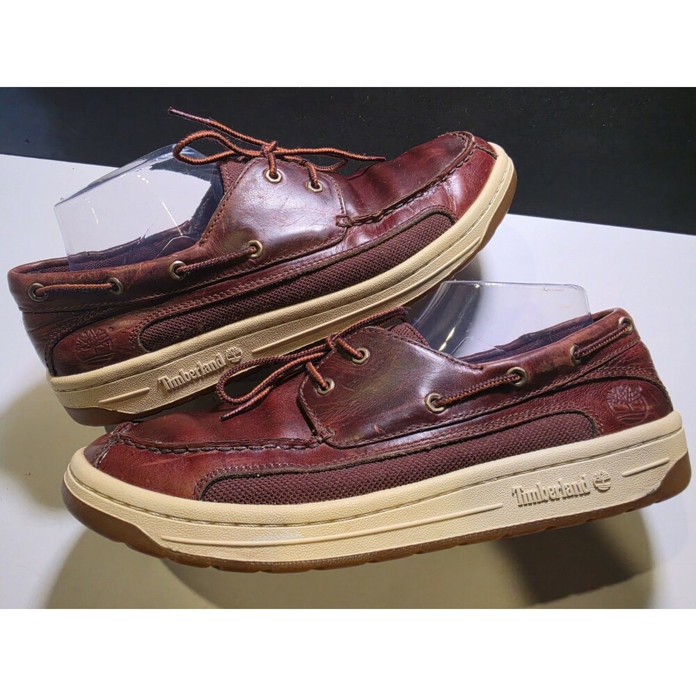 Timberland Boat Shoes Mens 10M Burgundy Leather Deck Sneaker Loafers Slip On OG